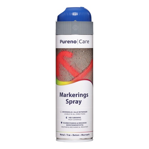 [13584] Markeringsspray, Blå, 500ml, Pureno, (1 stk.)