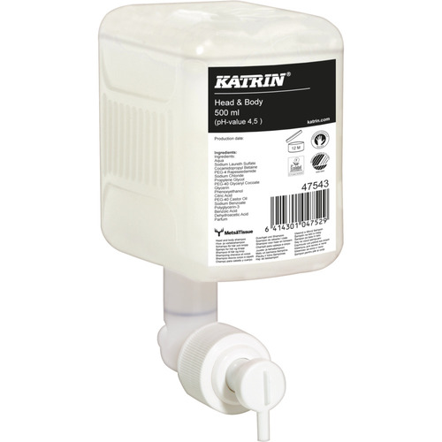 [13883] Hår og bodyshampoo, Katrin, 500 ml, med parfume,0,6 ml pr. dosering, (12 stk.)