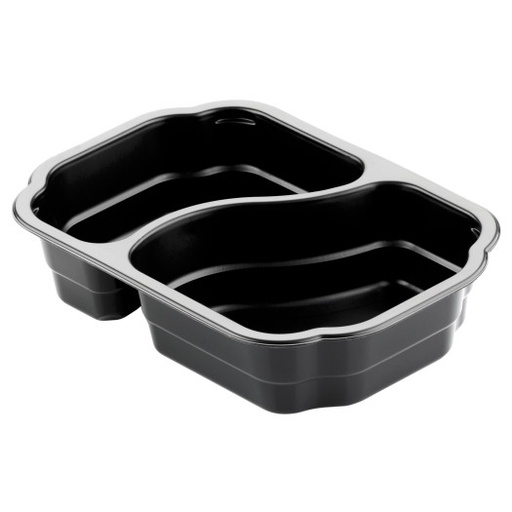 [16275] Bakke, take-away, PP, sort, 2-rums, 215x148x47mm, Duni, (332 stk.)