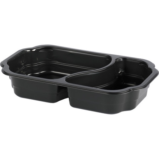 [16283] Bakke, take-away, PP/Mineral, sort, 2-rums, 215x148x47mm, Duni, (332 stk.)